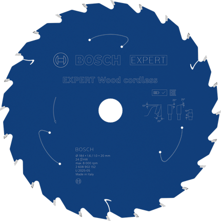 „Bosch EXPERT Wood“ akumuliatoriaus diskinio pjūklo diskas, 184 mm, T24.
